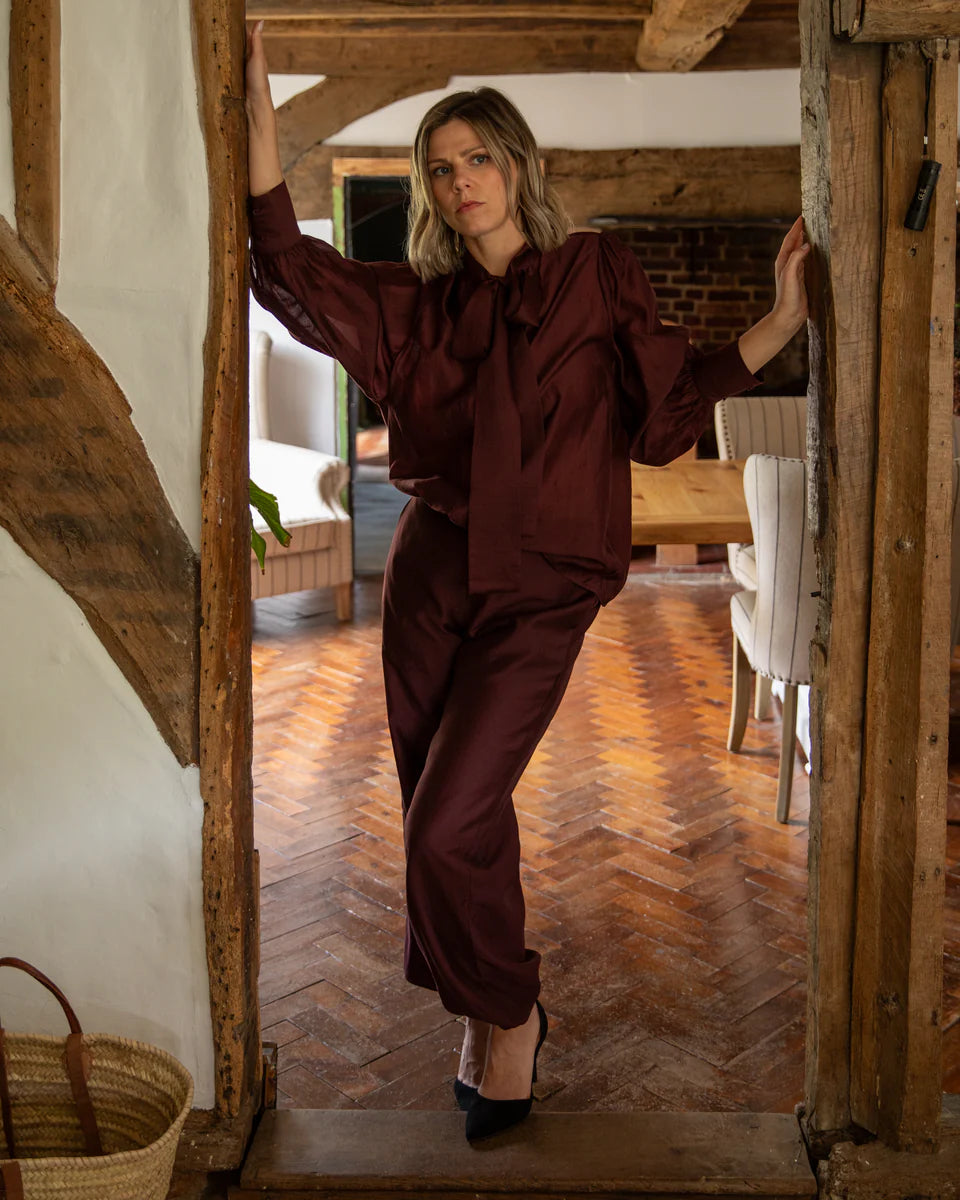 Chalk | Frances Shirt | Burgundy
