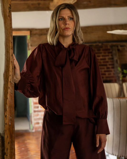 Chalk | Frances Shirt | Burgundy