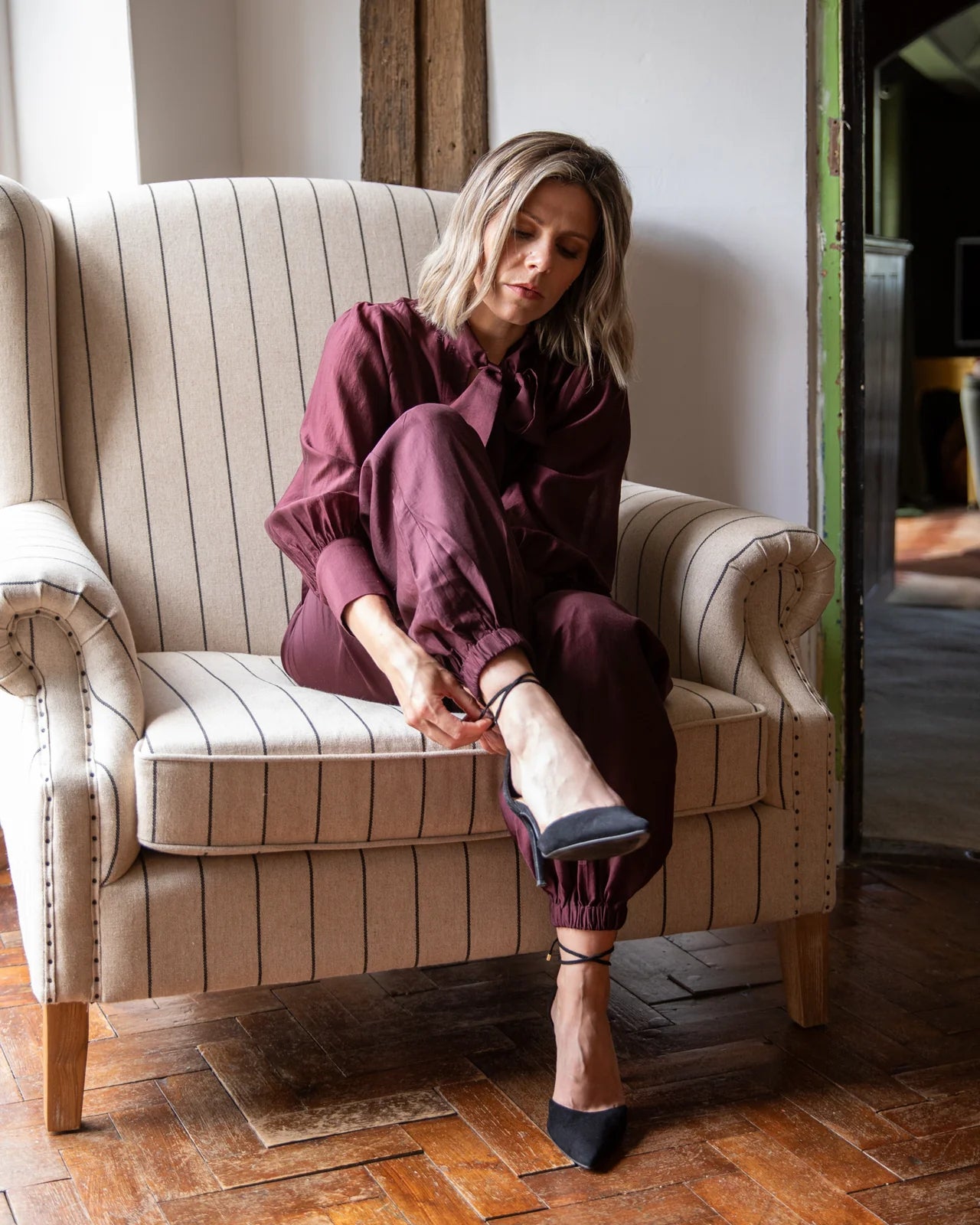 Chalk | Tiffany Trouser | Burgundy