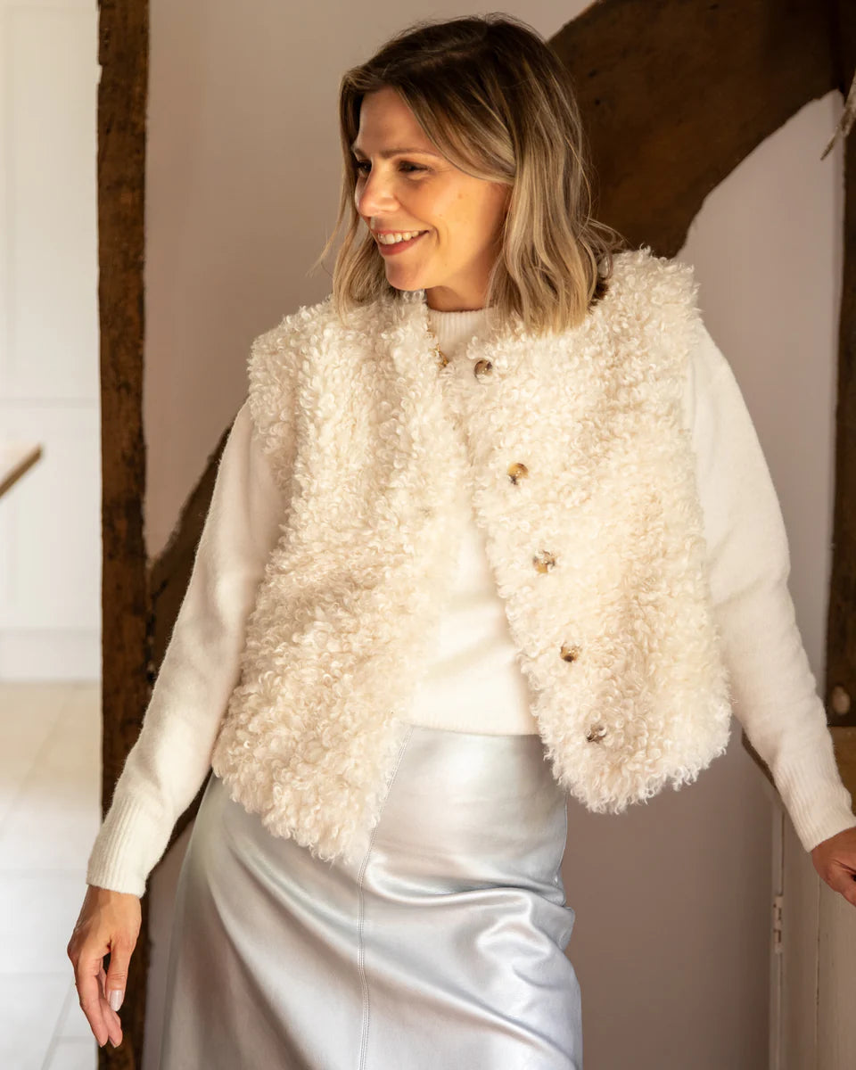 Chalk | Lauren Faux Fur Gilet | Ivory