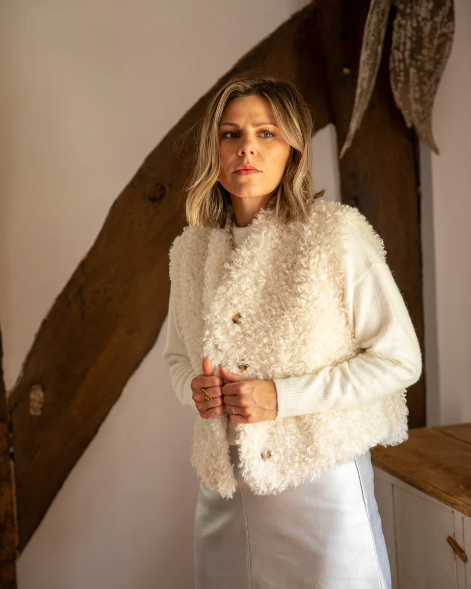 Chalk | Lauren Faux Fur Gilet | Ivory