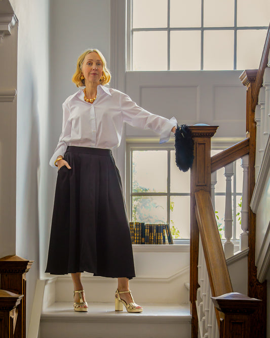 Chalk | Audrey Skirt | Satin | Black