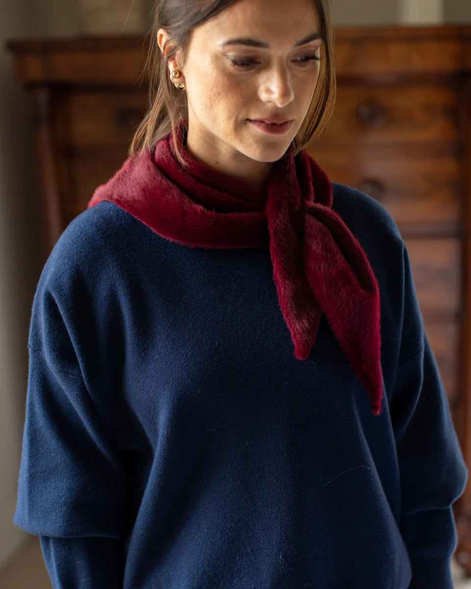 Chalk | Nova Scarf | Faux Fur | Merlot