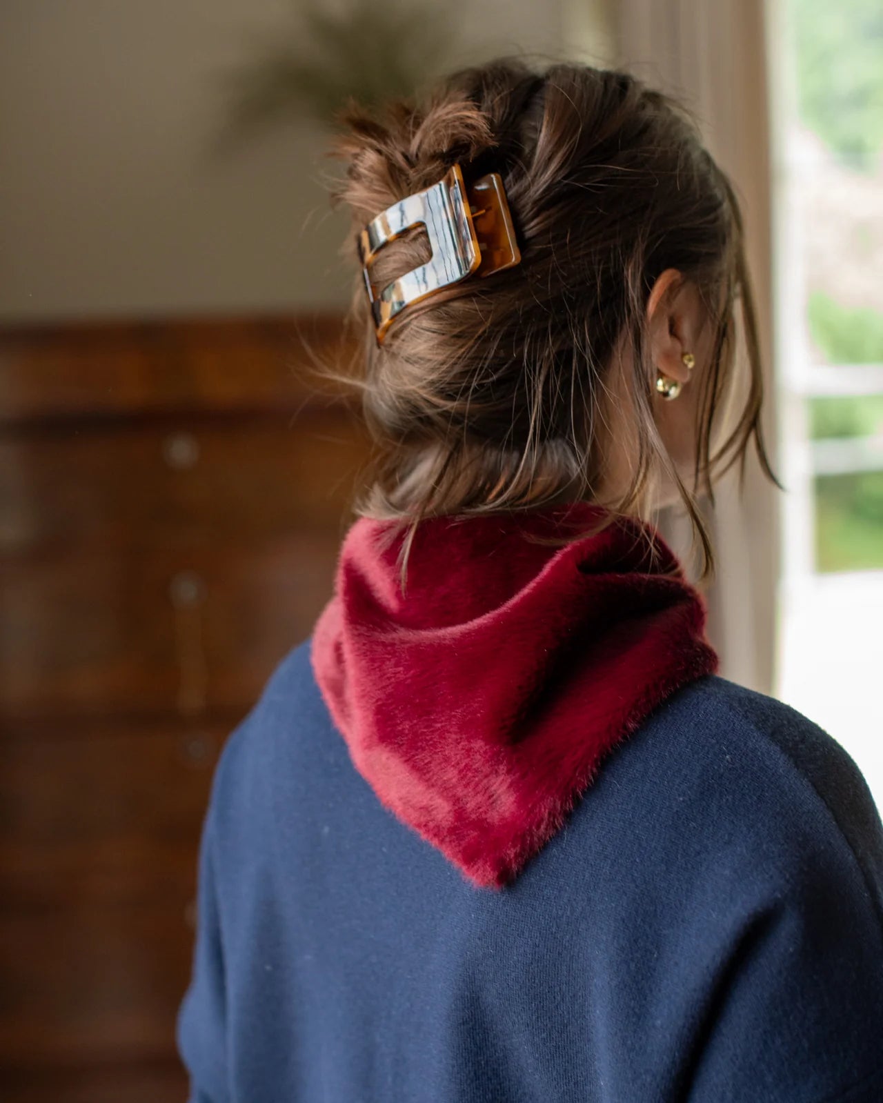 Chalk | Nova Scarf | Faux Fur | Merlot