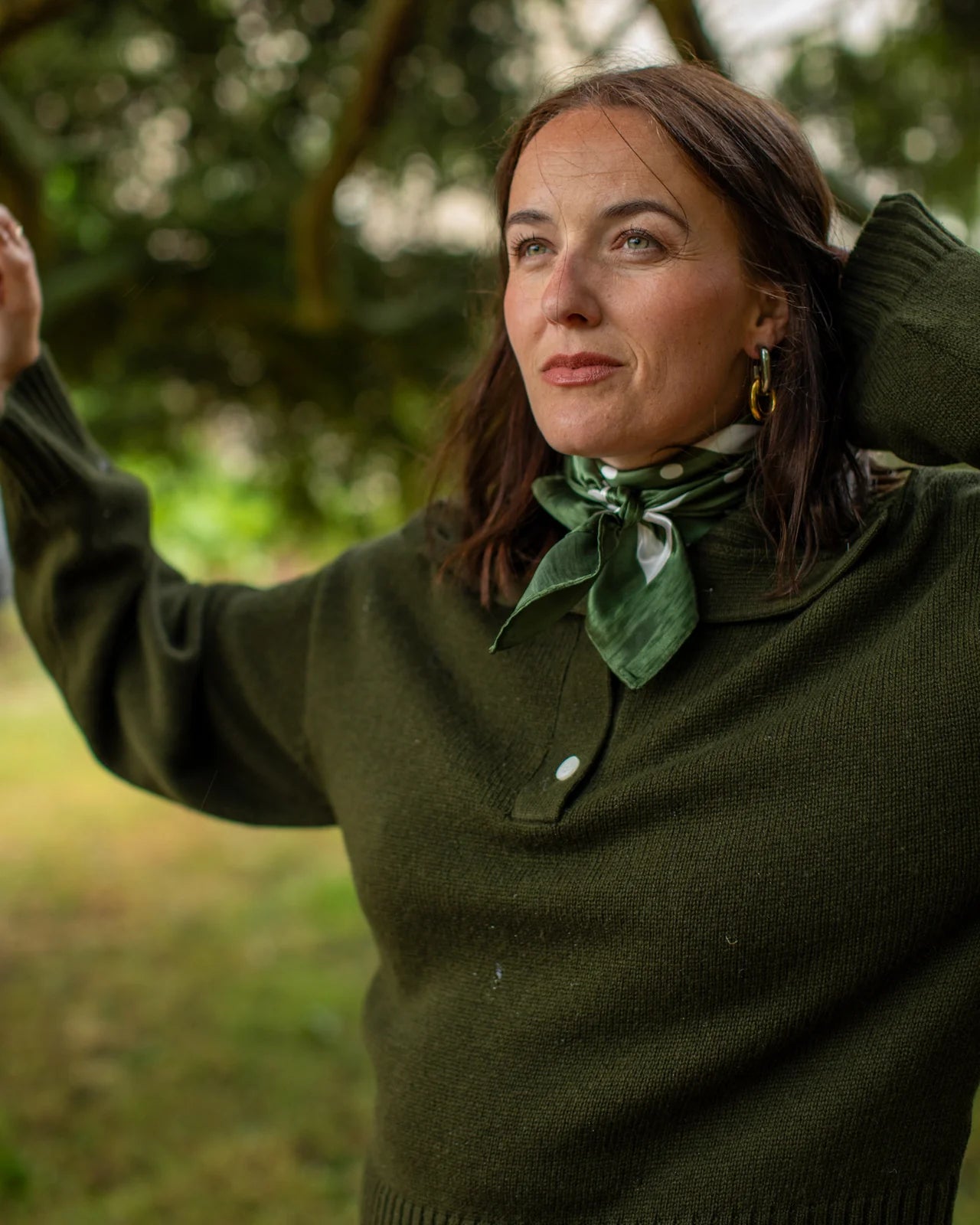 Chalk | Wren Scarf | Small Spot | Pine Green