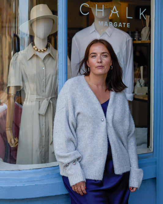 Chalk | Grace Cardigan | Silver