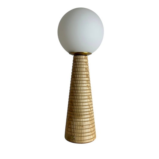 Large Deco Cone Lamp | Ribbed Beech