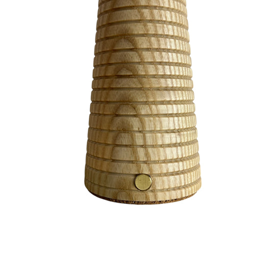 Large Deco Cone Lamp | Ribbed Beech