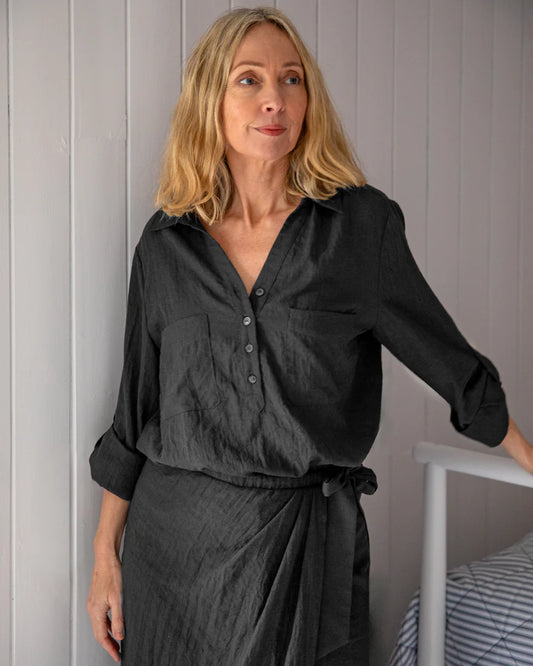Chalk | Zoe Shirt | Nearly Black