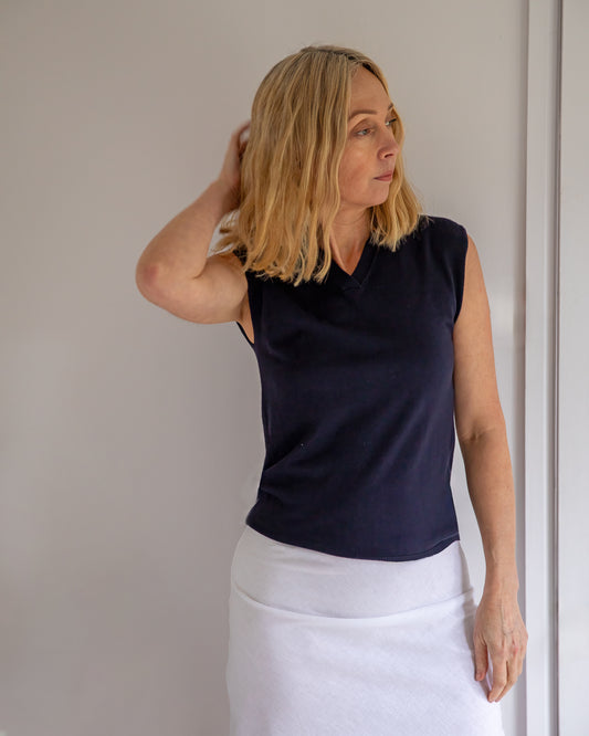 Chalk | Leah Top | Navy