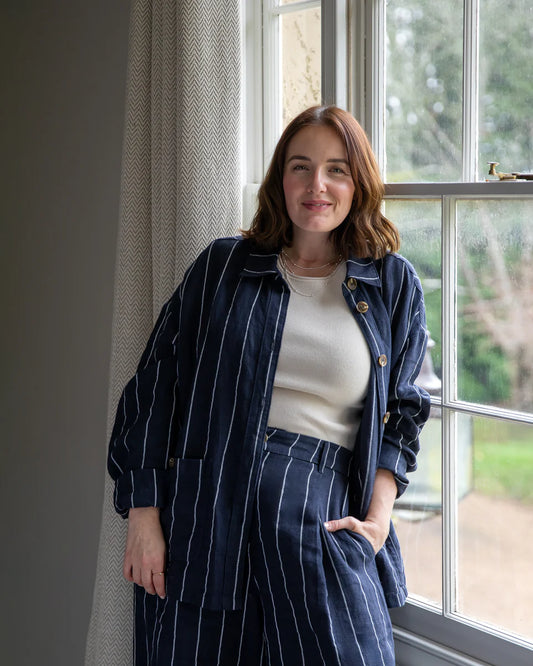 Chalk | Kath Stripe Jacket | Navy