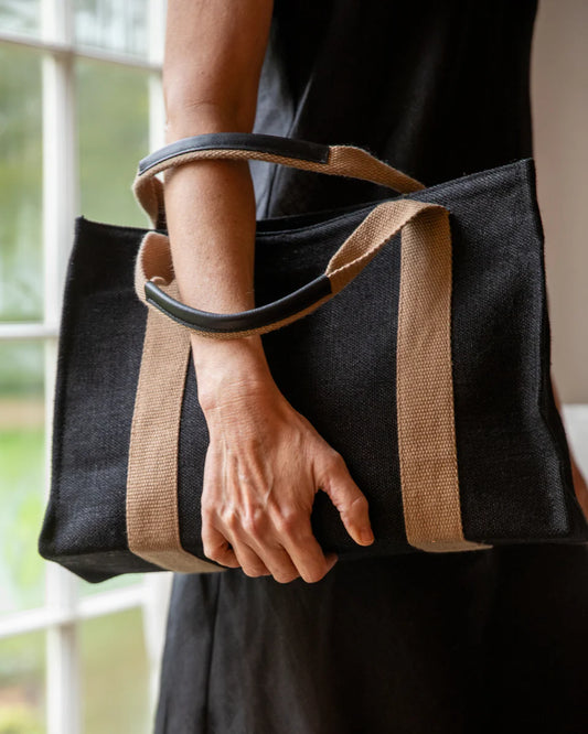 Chalk | Hackney Woven Bag | Black/Beige