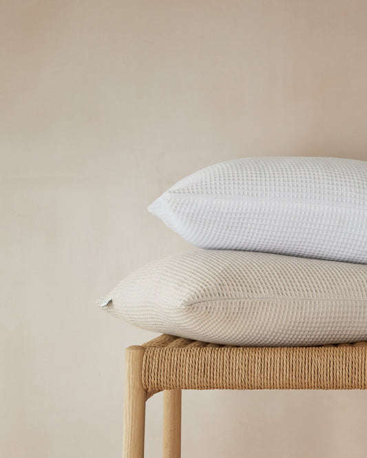 Large Oblong Cushion | Waffle | Stone