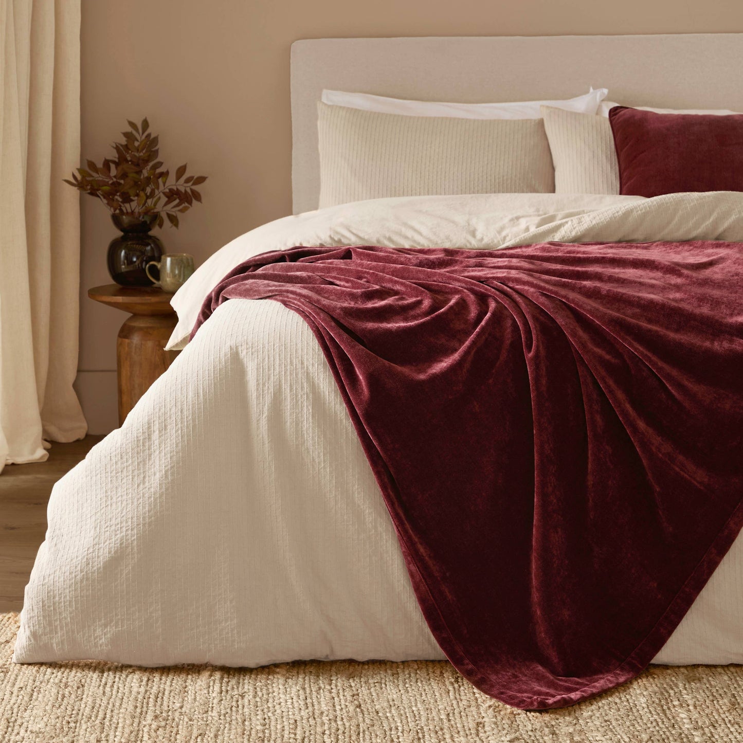 Heavy Chenille Velvet Throw | Beetroot