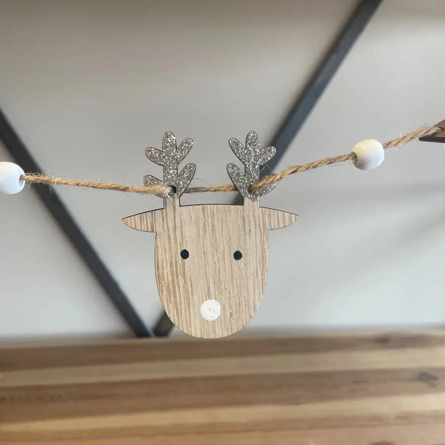 Neutral Reindeer Wood Garland
