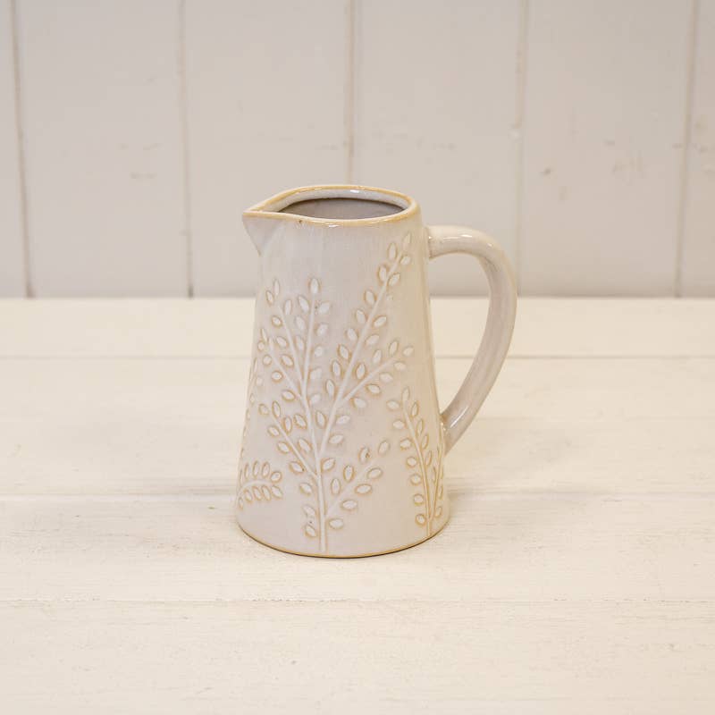 Ceramic Natural Jug with Olive Branch Design