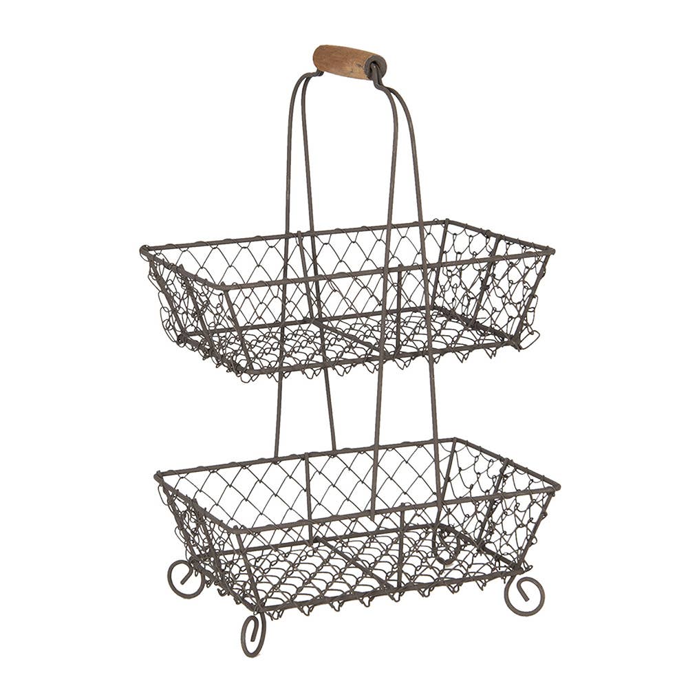 Vintage Style Rectangle Tiered Basket