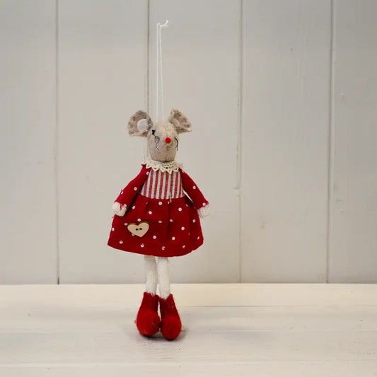 Fabric Mouse in Red Polka Dot Dress