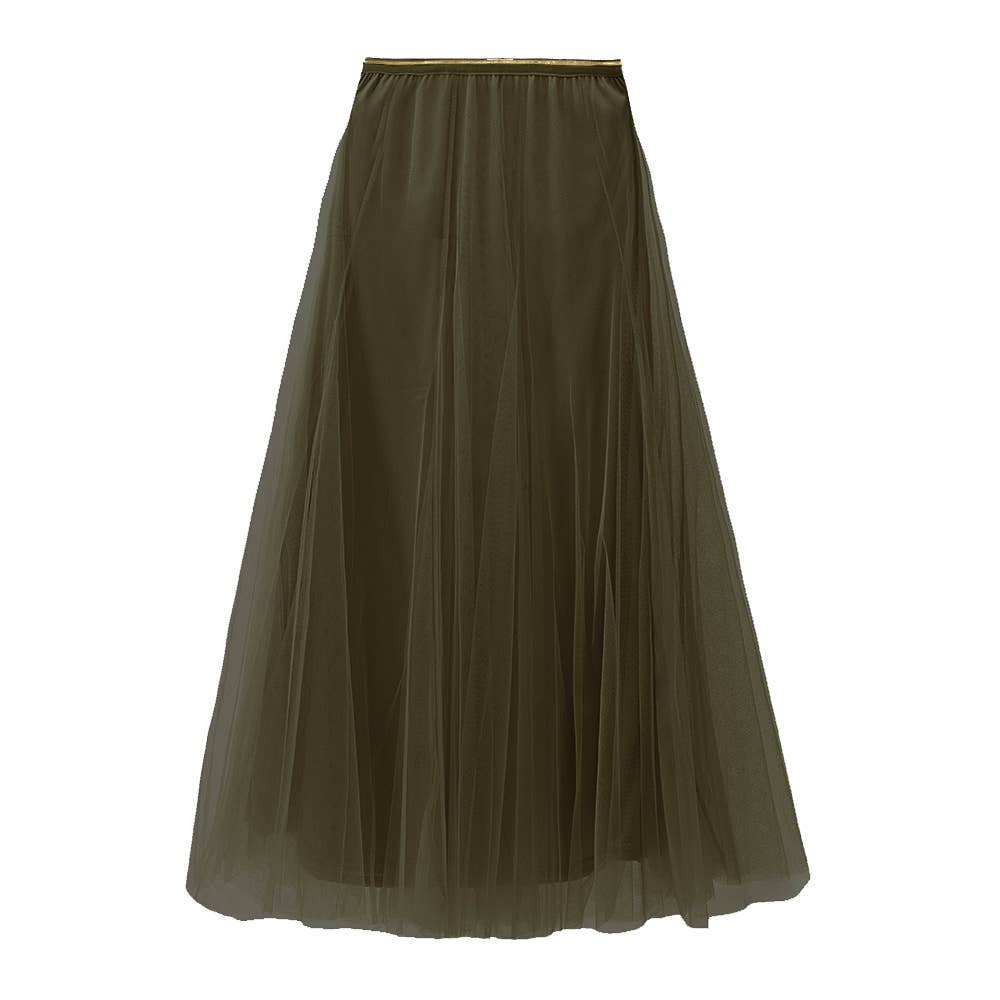 Tulle Layer Skirt in Olive Green