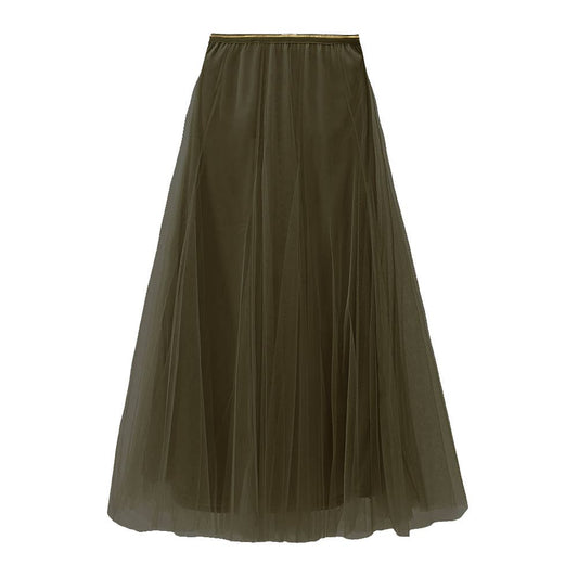 Tulle Layer Skirt in Olive Green