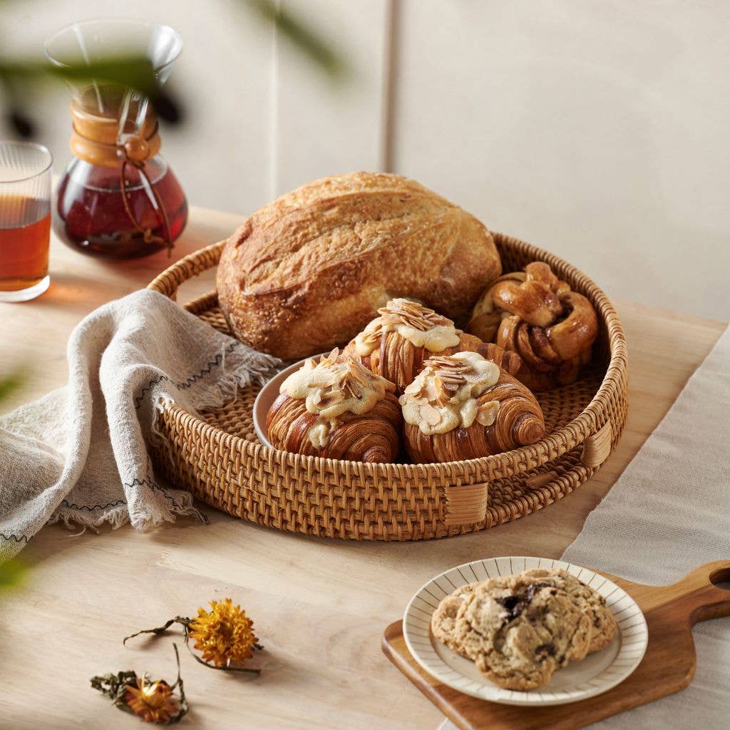 Rattan Trays | Round Hand Woven Wicker Serving Tray Décor