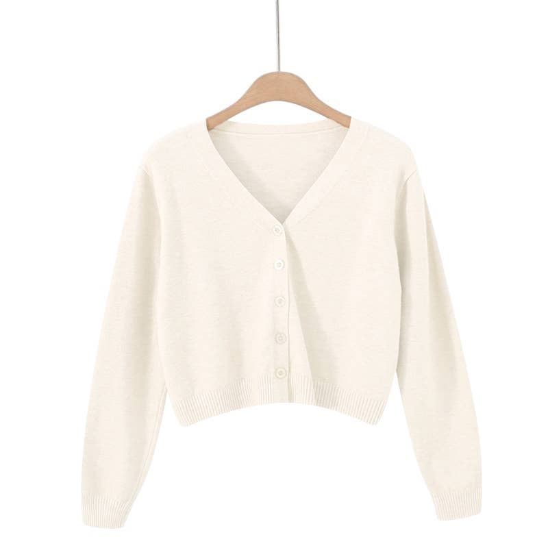 V Neck Cardigan in Cream