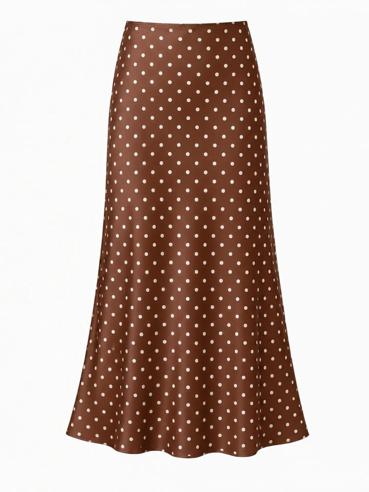 Satin Slip Skirt in Brown Polka Dot
