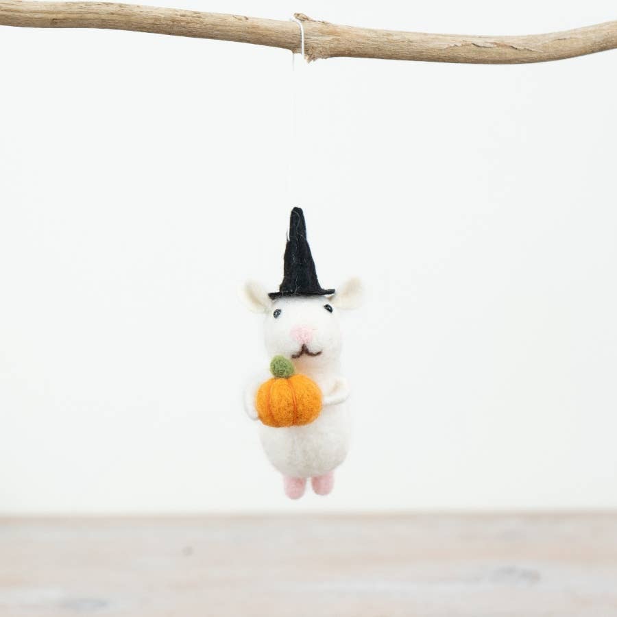 Felt Hanging Mouse with Pumpkin