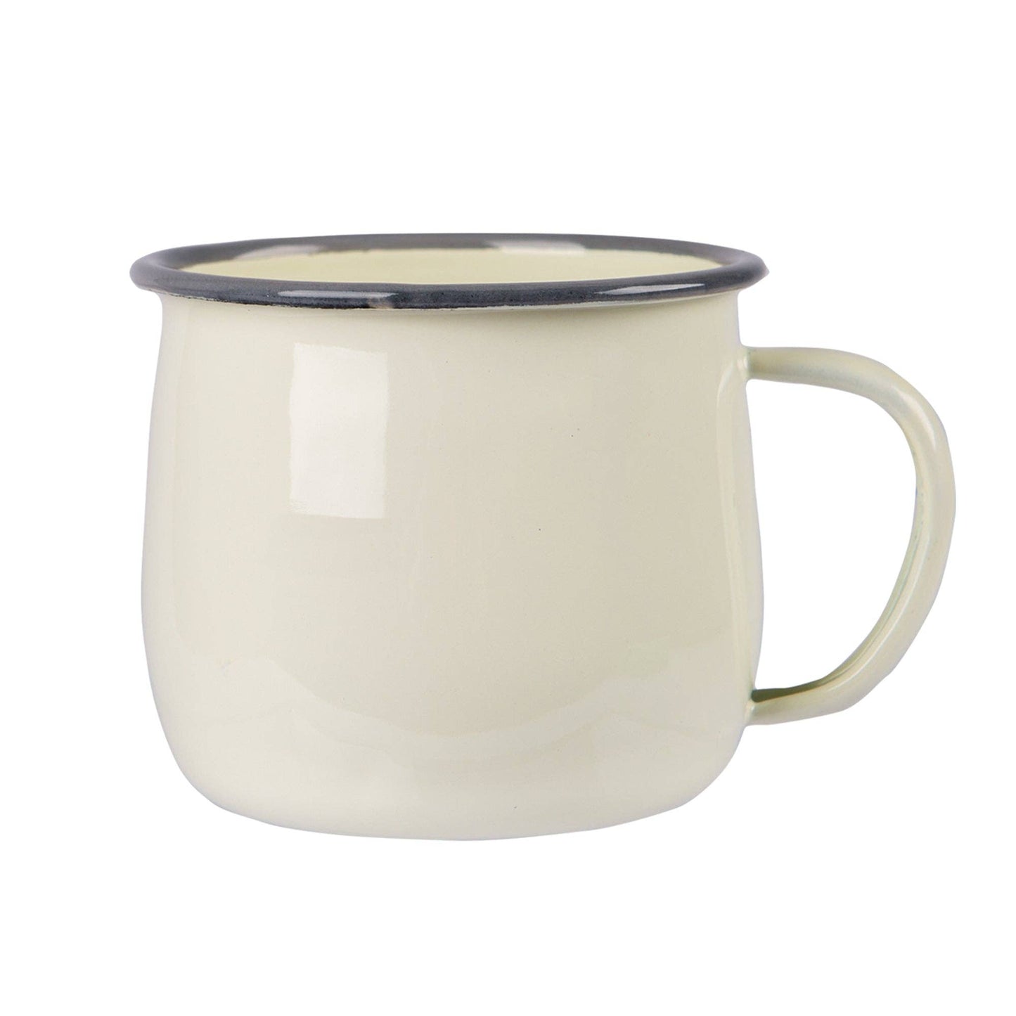 Coloured Enamel Belly Mug Cream/Grey