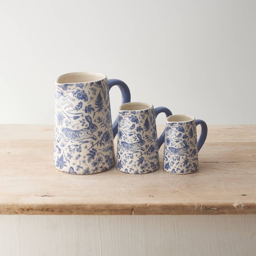 Blue Hare Floral Jug, 16cm