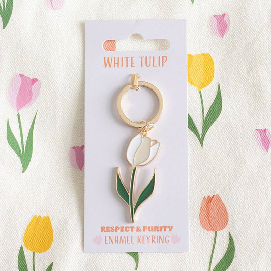 White Spring Tulip Keyring