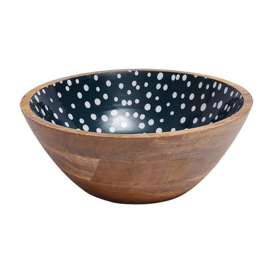 Sintra Mango Wood Spotted Salad Bowl - Ink Blue