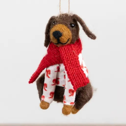 Felt Dog Hanger w/ Bow Jumper & Scarf