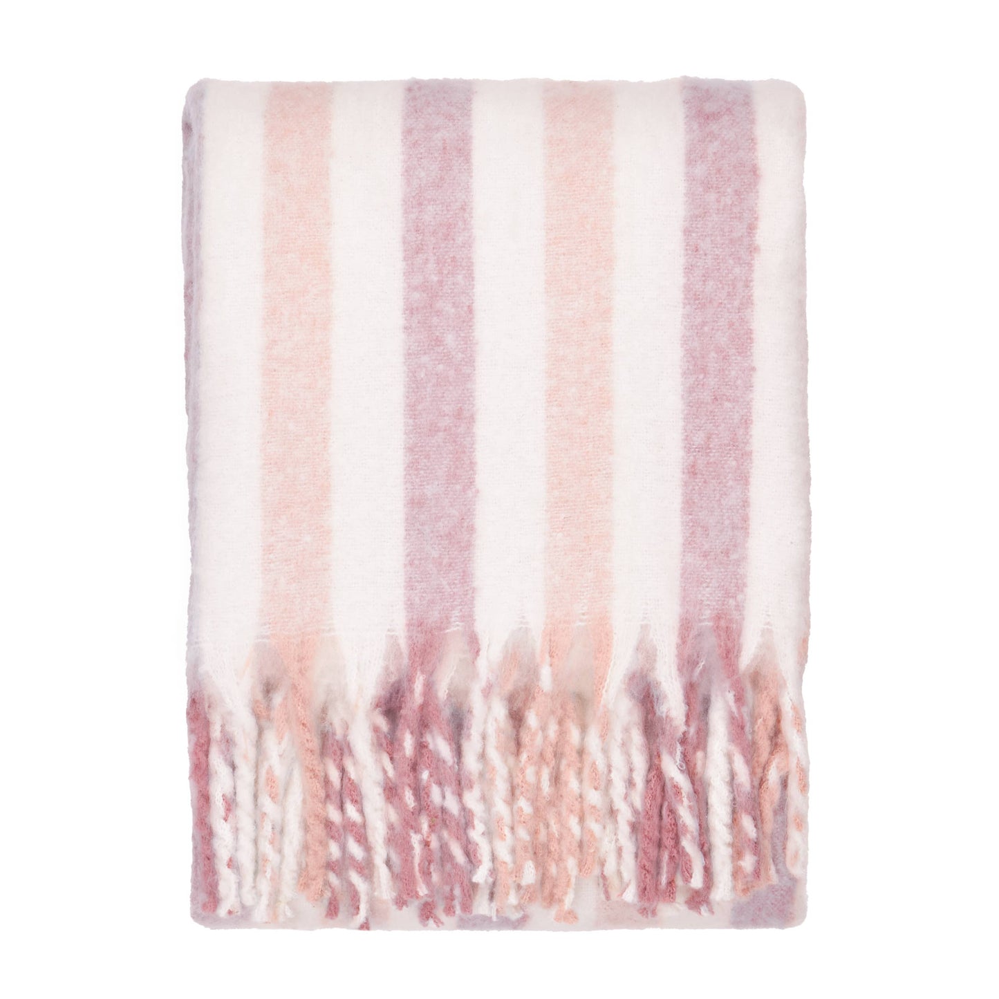 Beechwood Woven Stripe Throw Camellia