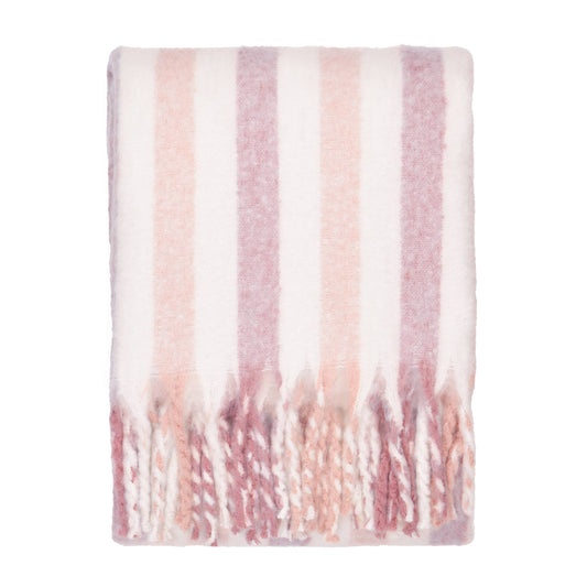 Beechwood Woven Stripe Throw Camellia