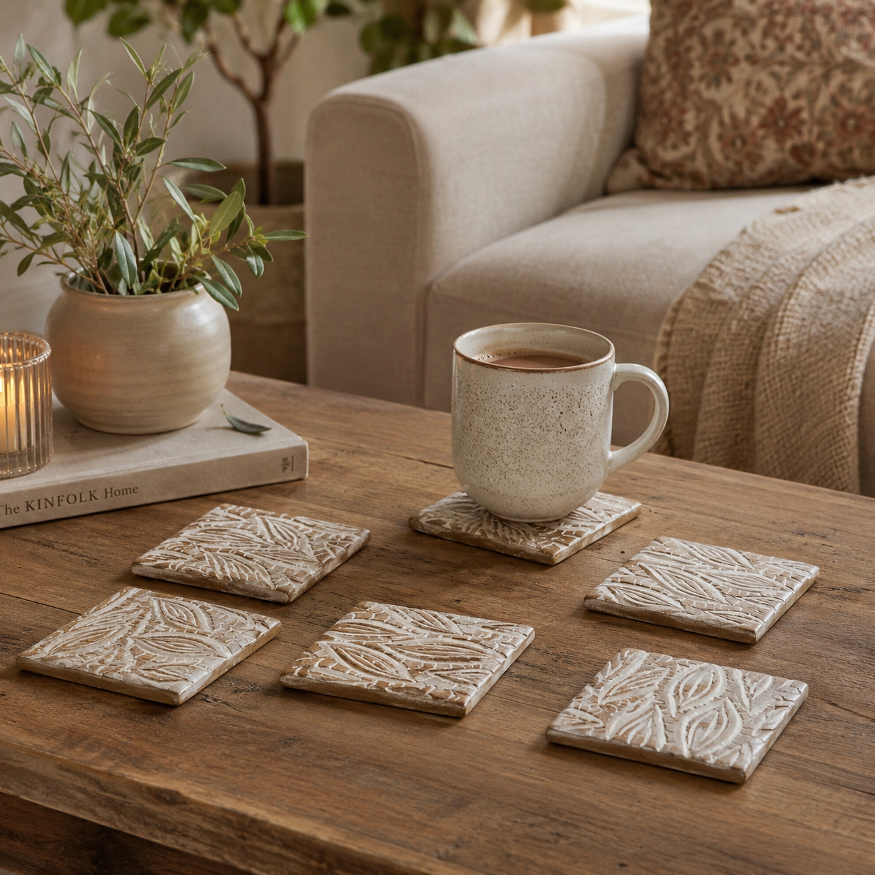 Set of 6 Wooden Coasters | Petals