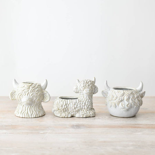 Highland Cow Plant Pot, 14cm