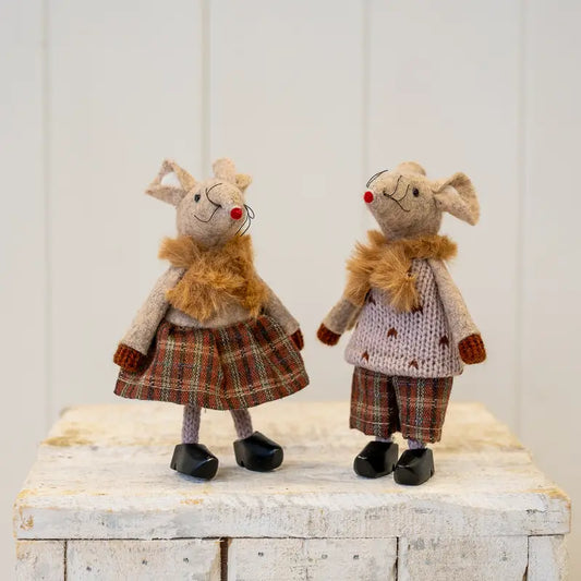 Fabric Boy Mouse in Cloggs in Winter Outfit Brown