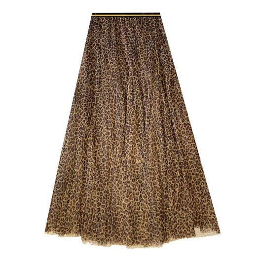 Tulle Layer Skirt in Small Leopard Print