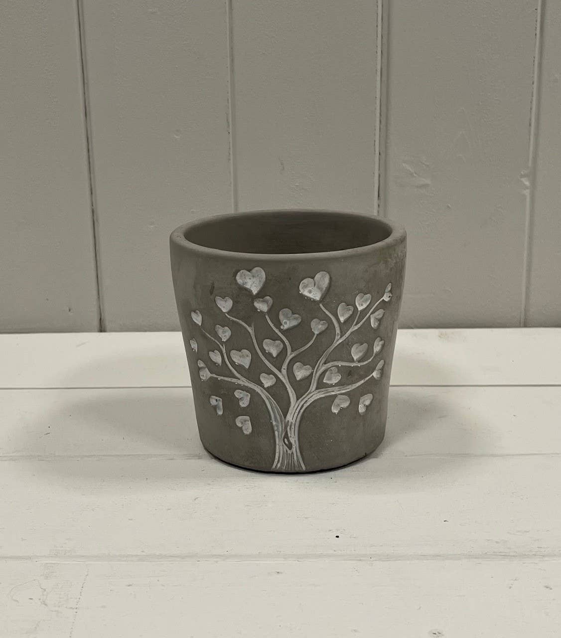 Grey Cement Love Tree Pot