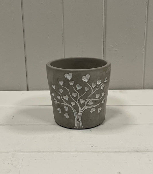 Grey Cement Love Tree Pot