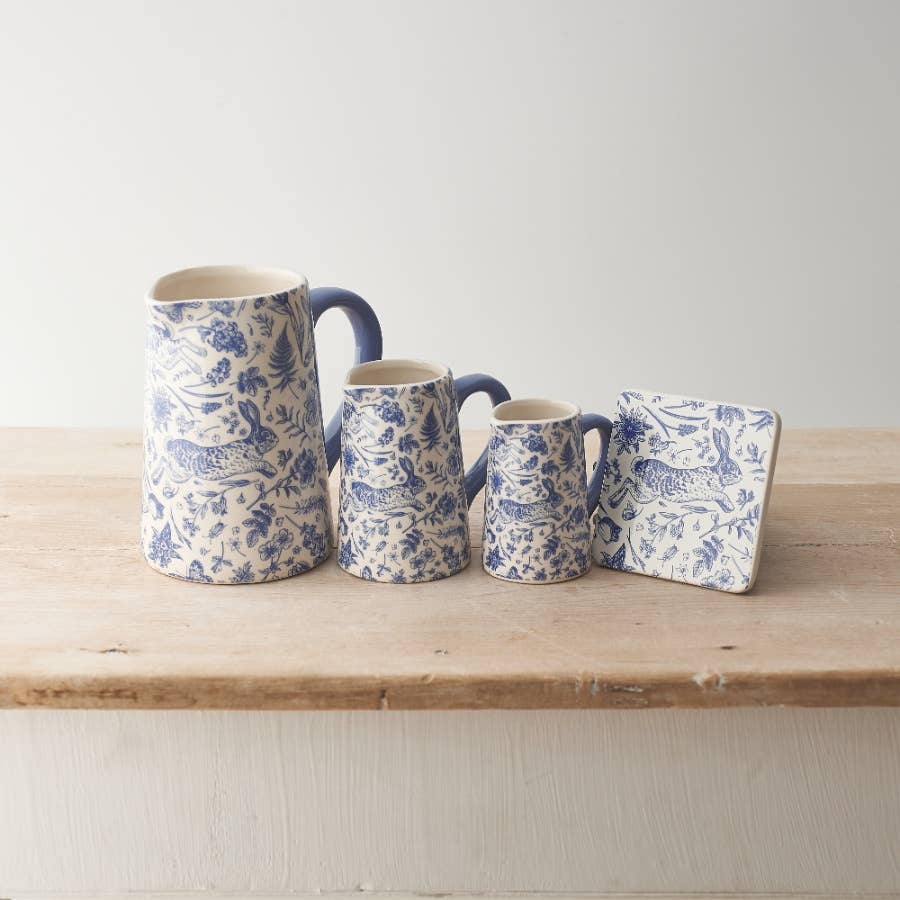 Blue Hare Floral Jug, 16cm