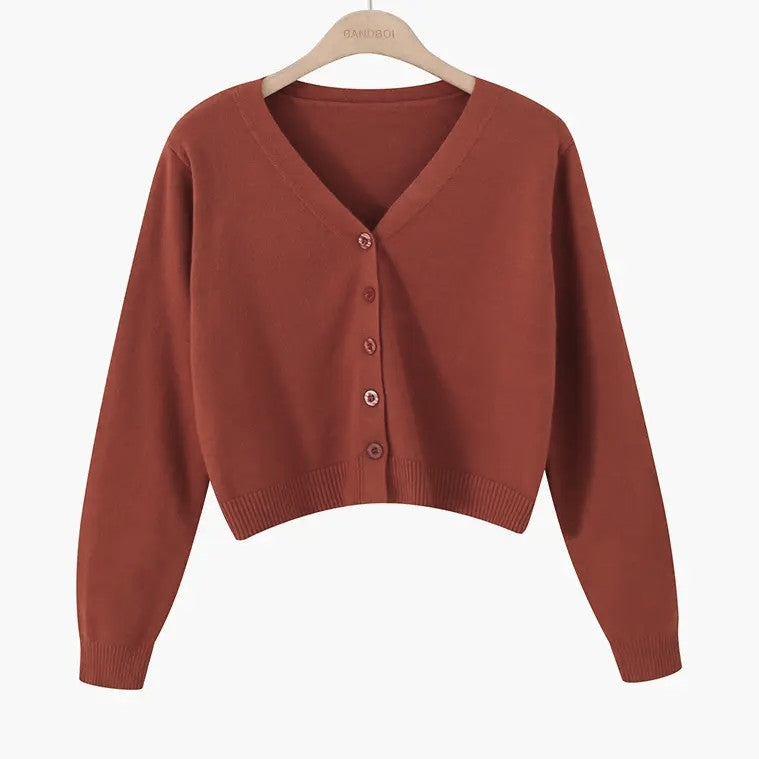 V Neck Cardigan | Wine