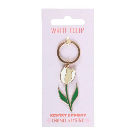 White Spring Tulip Keyring