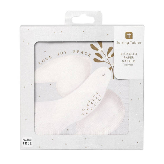 Mistletoe White Christmas Paper Napkins | 20 Pack |