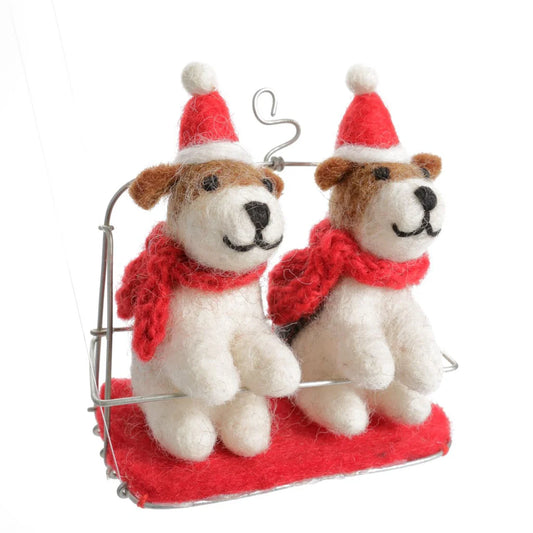 Fox Terriers in a Ski Chair Lift