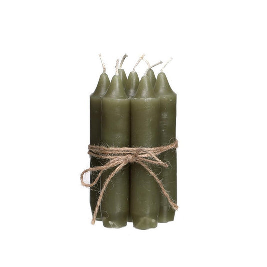 Moss green taper candle set of 7